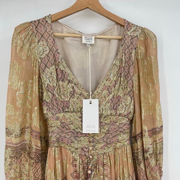 Hemant and Nandita Pink and Gold Maxi Dress - Picture 7 of 16